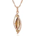 Kinel-collar con colgante de cristal marrón claro para mujer, Color oro rosa 585, con circón Natural, joyería fina diaria de alta calidad 6
