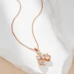 Kinel-collar con colgante de flor de cristal para mujer, Color oro rosa 585, accesorios de circón Natural, joyería étnica fina diaria 3
