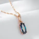 Kienl-collar con colgante de circón Natural colorido para mujer, colgante de lujo de Color oro rosa 585, joyería fina diaria de alta calidad 5