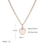 Kinel-collares con colgante de moneda redonda para mujer, Color oro rosa 585, colgante brillante de circón Natural Simple, joyería fina diaria 2