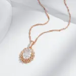 Kinel-collar con colgante de flor de cristal para mujer, Color oro rosa 585, accesorios de circonita Natural ovalados grandes a la moda, joyería diaria 4