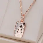 Kinel-collar con colgante cuadrado para mujer, Color oro rosa 585, con accesorios de circón Natural, joyería étnica para boda y novia 1