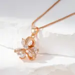 Kinel-collar con colgante de flor de cristal para mujer, Color oro rosa 585, accesorios de circón Natural, joyería étnica fina diaria 5