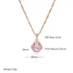 Kinel-collar de circón Natural rosa romántico para mujer, oro rosa 585, regalo de pareja de lujo, colgante Simple, joyería fina diaria 2
