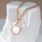 Kinel-collares con colgante de moneda redonda para mujer, Color oro rosa 585, colgante brillante de circón Natural Simple, joyería fina diaria 3
