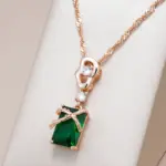Kinel-collar con colgante cuadrado de circón Natural para mujer, Color oro rosa 585, joyería fina a juego fácil de usar, diario, de lujo 1