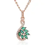 Kinel moda novedosa 585 collar con colgante de Color oro rosa para mujer colgante de circón Natural verde brillante joyería fina diaria 6