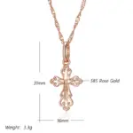 Kinel-collar de lujo con colgante de Cruz para hombres y mujeres, Color oro rosa, Iglesia Ortodoxa, Jesús, brillante, encanto, joyería fina diaria, 585 2