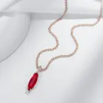 Kinel-collar con colgante de cristal gris ovalado para mujer, Color oro rosa 585, con circón Natural, joyería fina diaria de alta calidad 5
