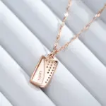 Kinel-collar con colgante cuadrado para mujer, Color oro rosa 585, con accesorios de circón Natural, joyería étnica para boda y novia 5
