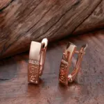 Kinel-Conjunto de anillos y pendientes de oro rosa para mujer, aretes colgantes de circonita Natural con flor hueca, conjuntos de joyería Vintage para boda, 585 5