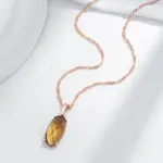 Kinel-collar con colgante de circón Natural para mujer, redondo, marrón claro, Simple, Color oro rosa 585, joyería diaria de alta calidad 5