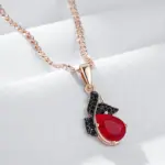 Kinel-collar con colgante de circón Natural rojo brillante para mujer, chapado en oro rosa 585, joyería Retro fina diaria de alta calidad 4