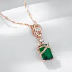 Kinel-collar con colgante cuadrado de circón Natural para mujer, Color oro rosa 585, joyería fina a juego fácil de usar, diario, de lujo 5