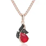 Kinel-collar con colgante de circón Natural rojo brillante para mujer, chapado en oro rosa 585, joyería Retro fina diaria de alta calidad 6