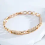 Kinel-pulsera de eslabones cuadrados de oro rosa 585, pulseras finas de lujo con circonita Natural para uso diario, joyería étnica de boda 5
