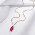 Kinel-collar con colgante de circonita Natural para mujer, rombo brillante, rojo, Color oro rosa 585, joyería fina diaria de alta calidad 5