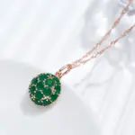 Kinel inusual collar con colgante de circón Natural verde brillante para mujer de lujo 585 Color oro rosa joyería fina para fiesta diaria 3