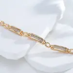 Kinel-pulsera de eslabones cuadrados de oro rosa 585, pulseras finas de lujo con circonita Natural para uso diario, joyería étnica de boda 4