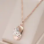 Kinel moda 585 oro rosa plata Color mezcla hueco Rosa flor colgante collar para mujer boda fiesta joyería Vintage diaria 1