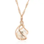Kinel-collar con colgante de oro rosa 585 de lujo para mujer, joyería de boda nupcial con perlas huecas geométricas únicas, regalo de uso diario 6