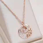 Kinel-collar con colgante de oro rosa 585 de lujo para mujer, flor de cristal, circón Natural, boda nupcial, joyería fina diaria de alta calidad 1