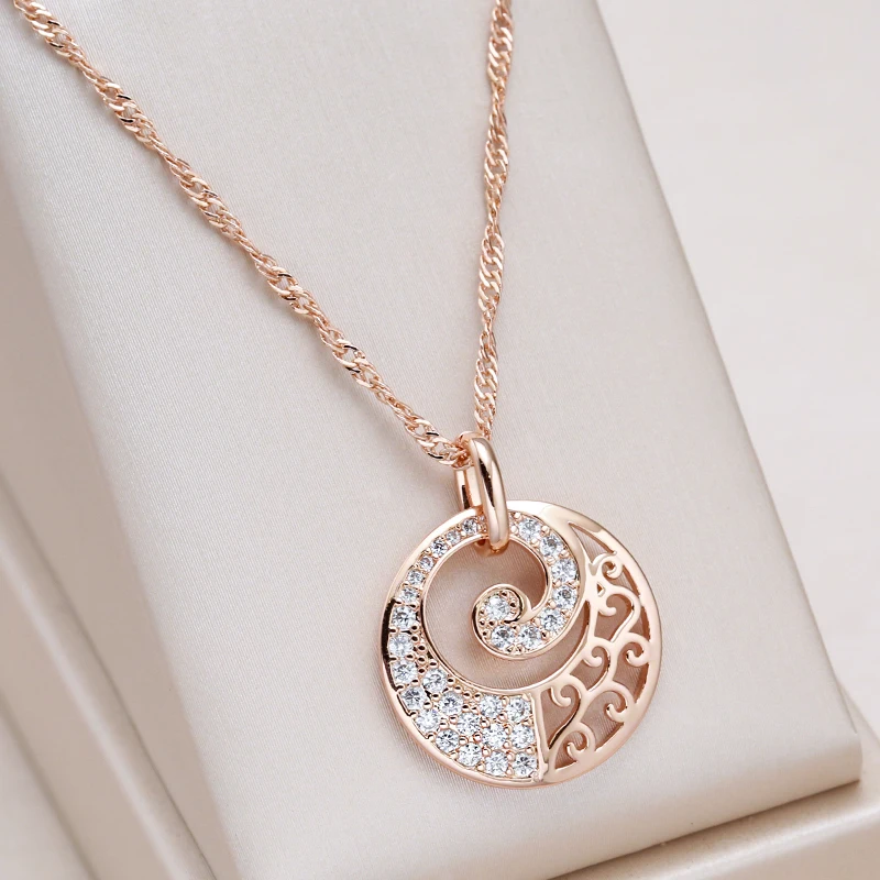 Kinel-collar con colgante de oro rosa 585 de lujo para mujer, flor de cristal, circón Natural, boda nupcial, joyería fina diaria de alta calidad 1 Kinel-collar con colgante de oro rosa 585 de lujo para mujer, flor de cristal, circón Natural, boda nupcial, joyería fina diaria de alta calidad 1