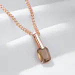 Kinel-collar con colgante de circón Natural marrón cuadrado para mujer, moda 585, Color oro rosa, joyería de boda para novia de alta calidad 4