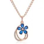 Kinel Trend-collar con colgante de flor de circón Natural azul brillante para mujer, Color oro rosa 585, joyería Vintage fina para uso diario 6