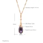 Kinel-collar con colgante largo para mujer, Color oro rosa 585, gota de agua, circonita Natural púrpura, joyería fina para uso diario, regalo 2