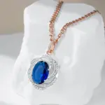 Kinel-collar con colgante de circón Natural azul brillante, mezcla de colores de oro rosa 585, joyería fina diaria de alta calidad para mujer 3