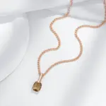 Kinel-collar con colgante de circón Natural marrón cuadrado para mujer, moda 585, Color oro rosa, joyería de boda para novia de alta calidad 5