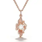 Kinel-collar con colgante de flor para mujer, Color oro rosa 585, con perla redonda, joyería de moda, regalo para fiesta y uso diario 6