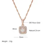 Kinel-collar con colgante cuadrado de circón Natural brillante para mujer, tendencia 585, colgante de cristal de Color oro rosa, regalo de joyería Vintage 2