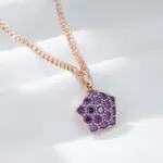 Kinel-collar con colgante de circón Natural púrpura brillante para mujer, tendencia 585, Color oro rosa, joyería fina de boda, regalo de cristal 4
