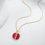 Kinel, moda novedosa, collar con colgante de circón Natural esmaltado rojo para mujer y niña, joyería sencilla de Color oro rosa 585, joyería diaria para fiesta 5