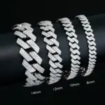 KNOBSPIN GRA certificado D VVS1 pulsera cubana de moissanita 8mm/10mm/12mm/14mm pulseras cubanas de plata esterlina s925 para mujer y hombre 3