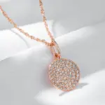Kinel-collar con colgante redondo de circón Natural brillante para mujer, moda 585, Color oro rosa, joyería fina diaria de alta calidad 3