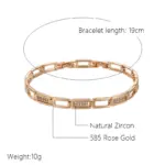 Kinel-pulsera de eslabones cuadrados a la moda para mujer, de lujo, Color oro rosa 585, con circón Natural, joyería étnica para boda, joyería fina para uso diario 2