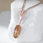 Kinel-collar con colgante de circón Natural para mujer, redondo, marrón claro, Simple, Color oro rosa 585, joyería diaria de alta calidad 4