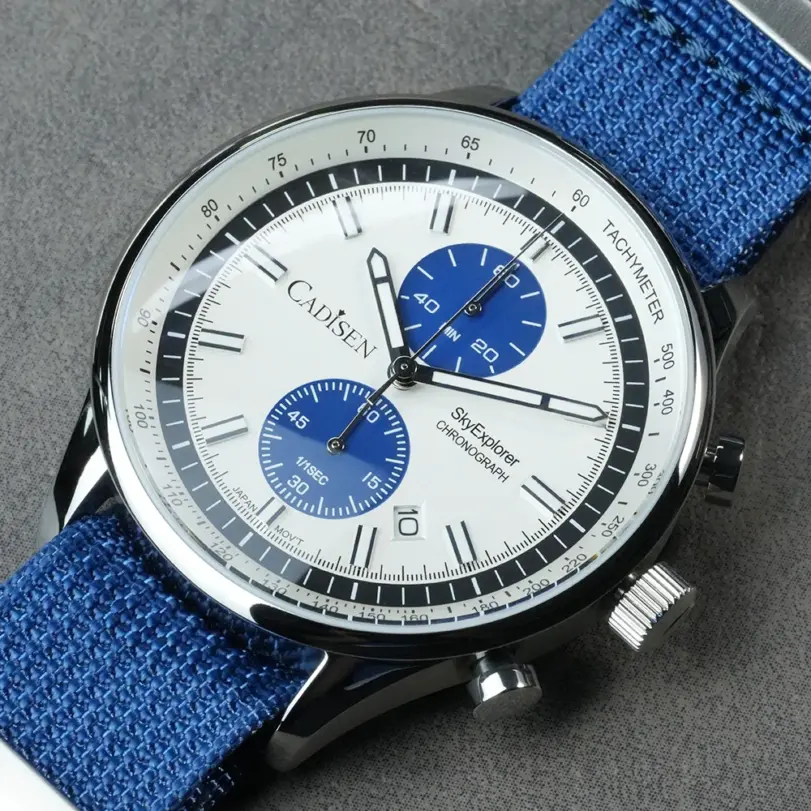 Nuevos relojes CADISEN para hombre, reloj de cuarzo de lujo para hombre, cronógrafo japonés MIYOTA 0S11, regalo para hombre, reloj de pulsera de lona luminoso resistente al agua 1