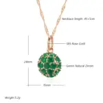 Kinel inusual collar con colgante de circón Natural verde brillante para mujer de lujo 585 Color oro rosa joyería fina para fiesta diaria 2