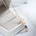 Kinel-Colgante de piedra azul de lujo para mujer, collar con colgante de circón Natural de oro blanco mezclado 585, joyería de boda a la moda 4