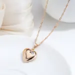 Kinel-collar con colgante de corazón para mujer, circonita Natural de lujo con Color oro rosa 585, joyería moderna para fiesta y boda 4