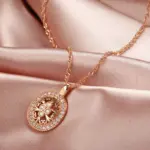 Kinel-collares con colgante de circón Natural Vintage clásico para mujer, colgante ovalado de Color oro rosa 585, joyería fina diaria 4