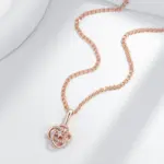 Kinel-collar con colgante étnico para novia, Color oro rosa 585, Cruz geométrica única, flor de circón Natural, joyería fina diaria para mujer 5