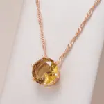 Kinel-collar con colgante de circón Natural para mujer, redondo, marrón claro, Simple, Color oro rosa 585, joyería diaria de alta calidad 1