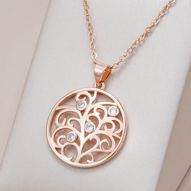 Kinel-collar con colgante de flor de cristal para mujer, circonita Natural brillante, inusual, creativo, diario, joyería fina, Color oro rosa 585 1 Kinel-collar con colgante de flor de cristal para mujer, circonita Natural brillante, inusual, creativo, diario, joyería fina, Color oro rosa 585 1