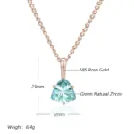 Kinel-collar con colgante nupcial de circón Natural verde romántico, Simple, de lujo, Color oro rosa 585, joyería fina diaria, regalo para mujer 2