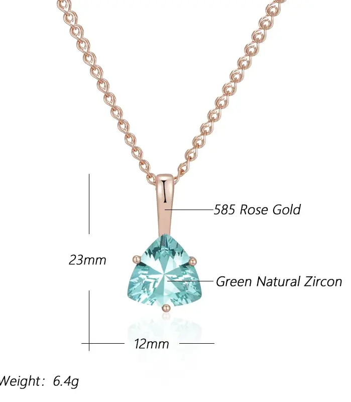 Kinel-collar con colgante nupcial de circón Natural verde romántico, Simple, de lujo, Color oro rosa 585, joyería fina diaria, regalo para mujer 2
